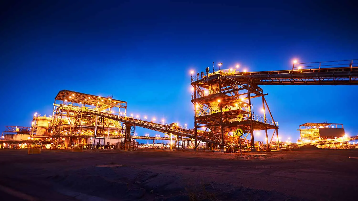 Queensland processing plant illuminated at night